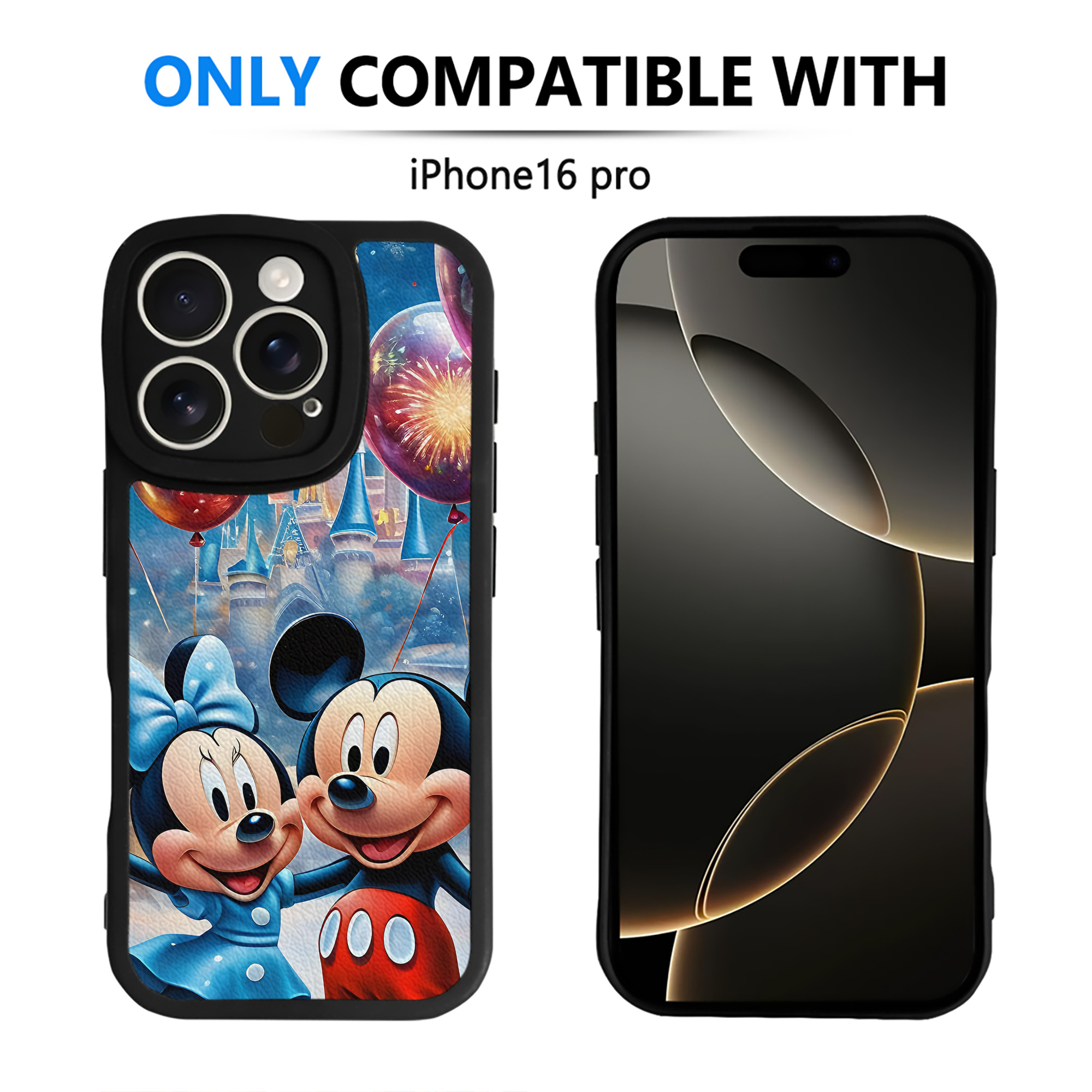 （画像用） ミッキーマウス Mickey Mouse 【iPhone 16シリーズ対応】シリコンスマホケース（レザー調） 材質：シリコン